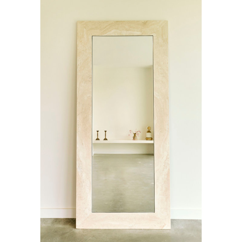 Suna 35 in. x 79 in. Natural Stone Rectangular Framed Mirror