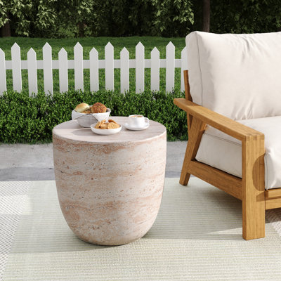 Table d'appoint Barrel Travertine