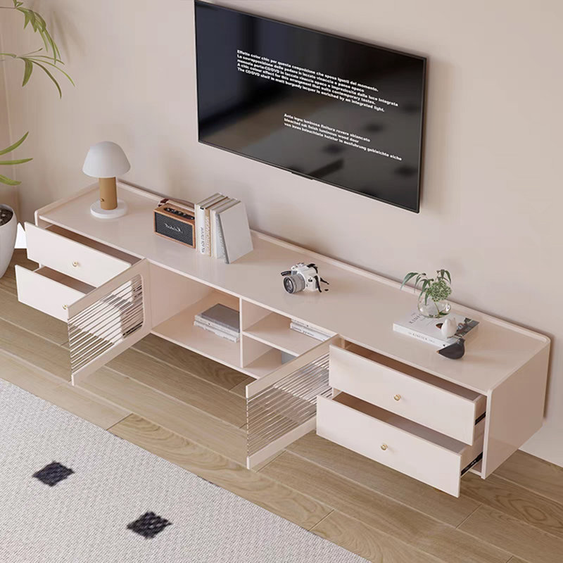 Meuble télé simple en bois massif de style crème, L 70,86 po
