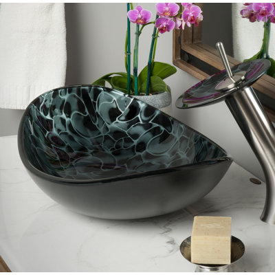 Lavabo de salle de bain vasque ovale en verre Tartaruga
