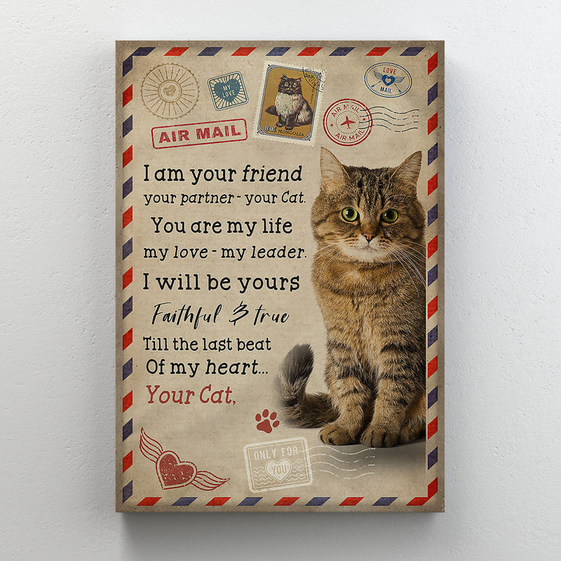 «A Cute Cat - I Am Your Friend Your Partners Your Cat», reproduction d'art graphique sur toile tendue