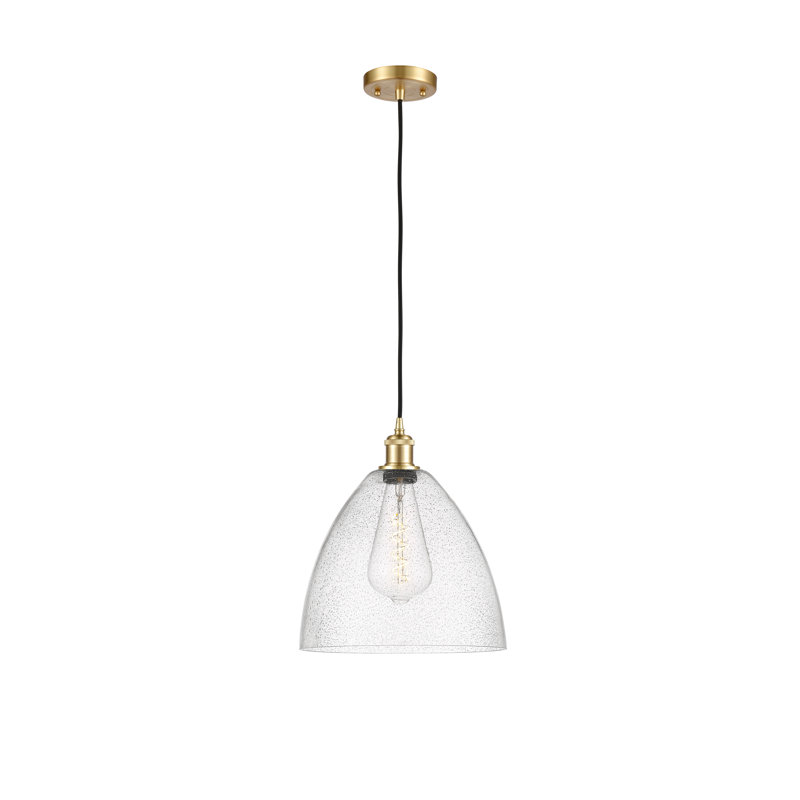 Luminaire suspendu en forme de dôme à 1 lumière Haide, H 14,75 po x l 12 po x P 12 po, Or satiné, DEL