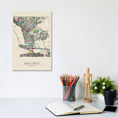 Chula Vista, California Map by Ayse Deniz Akerman - Wrapped Canvas Gallery-Wrapped Canvas Giclée