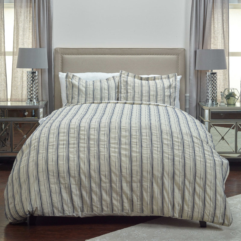Venida Traditional Linen Striped Duvet Cover, King Duvet Cover