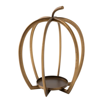 Pumpkin-shaped tabletop candle holder