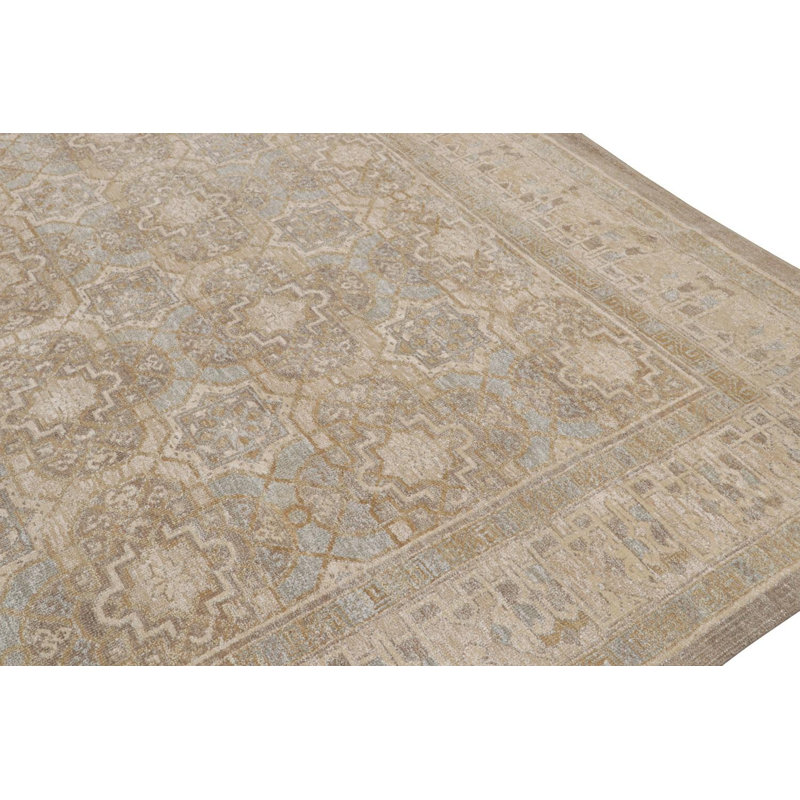 Hand Knotted Silk Area Rug in Brown