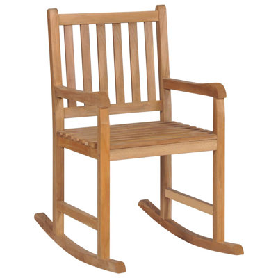 Chaise berçante en bois de teck massif