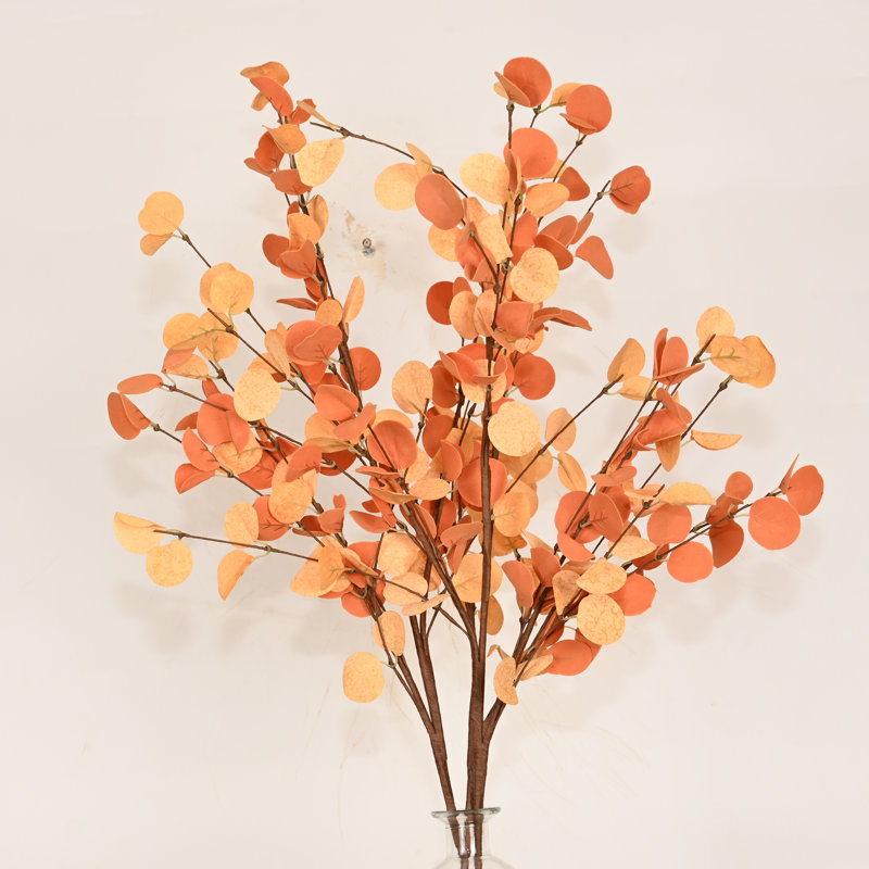 Artificial Farmhouse Floral Arrangement With Glass Fall Eucalyptus Foliage Sprays With Long Stems For Vase Filler Table Decoration