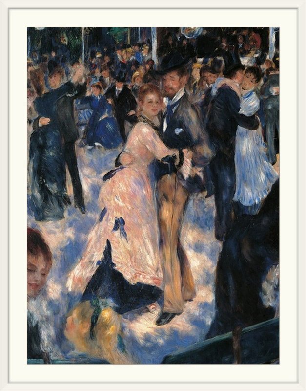 Danse au Moulin de la Galette, 1876, musée d'Orsay, Paris par Pierre-Auguste Renoir - reproduction d'art, Cadre blanc