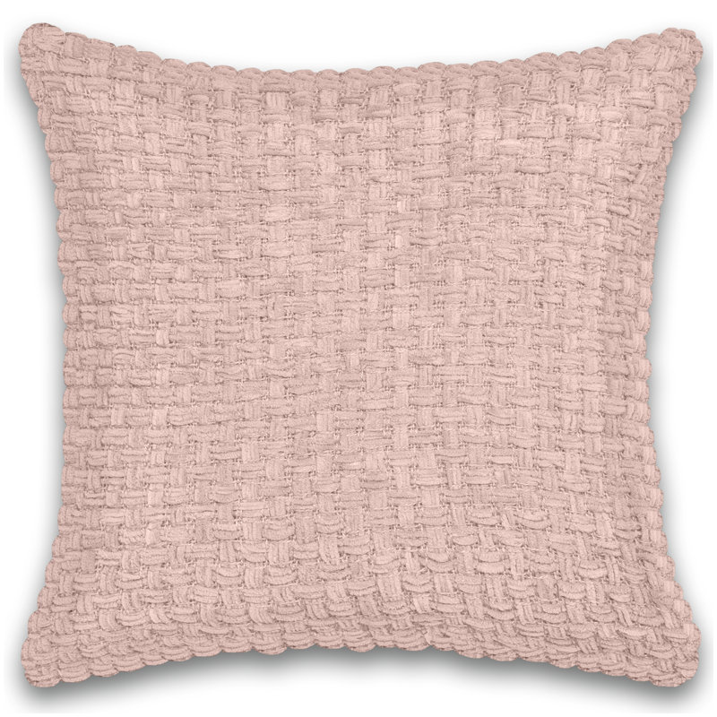 Chenille Square Cotton Pillow Cover & Insert, Pink