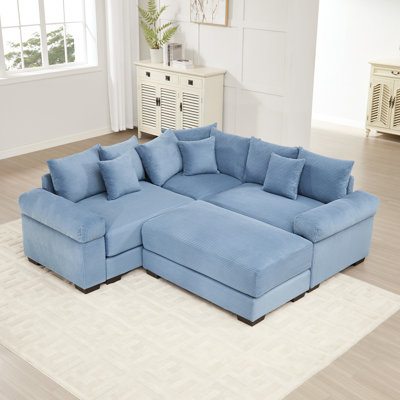 Oversized Cloud Modular Sectional Couch With Extra-Thick Armrests, Soft Corduroy Fabric, And Ergonomic Design For Comfortable Seating In Living And Reading Rooms