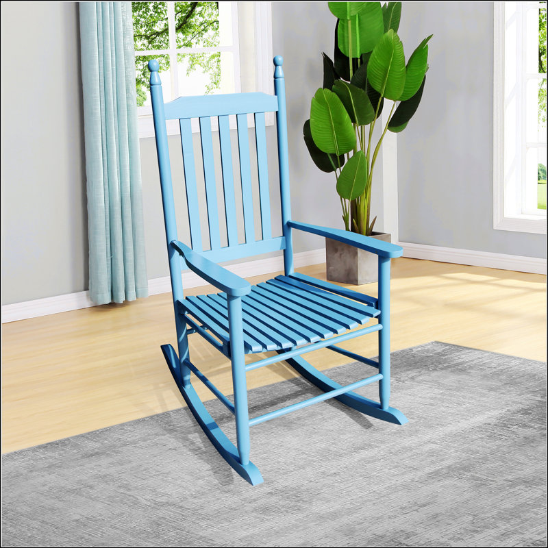 Chaise berçante en bois, Bleu