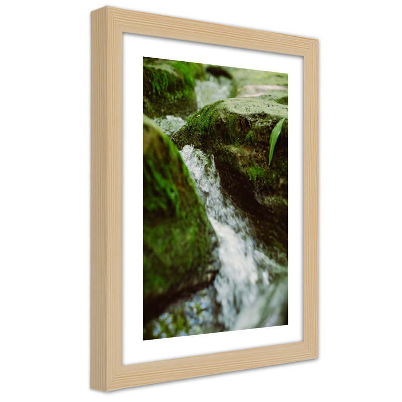 River - Single Picture Frame Print, 100cm H x 70cm W, Tan