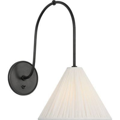 Malia 14" Arched Wall Light with Silk Pleated Shade