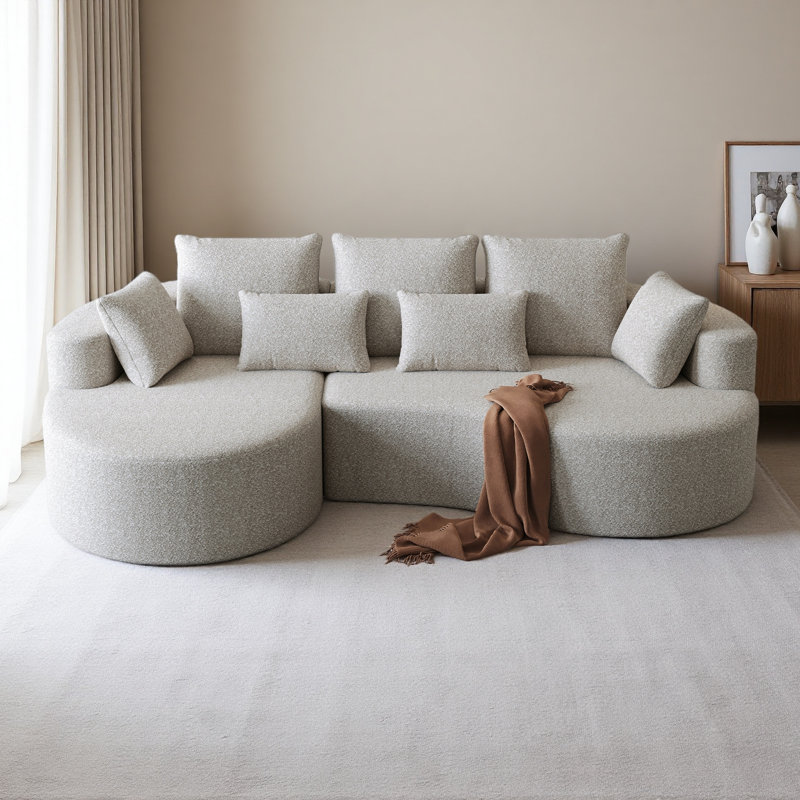 Canapé modulaire surdimensionné rembourré Modern, Chenille beige, Orienté à gauche (vu de face)