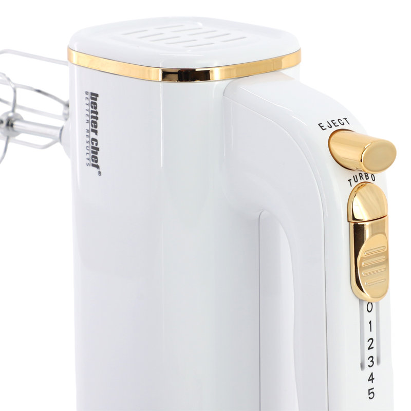 Batteur à main Better Chef Better Results à 5 vitesses avec fonction turbo et support de rangement blanc, Blanc