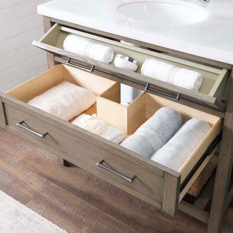 Meuble-lavabo mural simple 36 po avec plateau en marbre Zachrey
