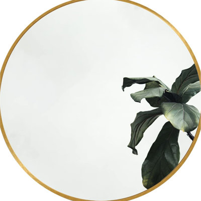 Gold 20 Inch Bathroom Round Mirror - Elegant Design, Shatterproof Film Protected, Aluminum Alloy 20" Elegant, Frame