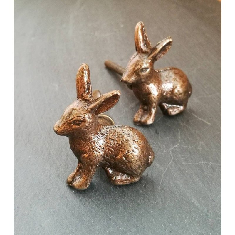 Antique Bronze Cute Bunny Knob