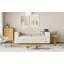 Lit simple tapissier avec rangement Lit gigogne, chargement USB, velours français, beige (L 90,9 po x l 42,2 po x H 25,9 po), aucun sommier requis, support solide
