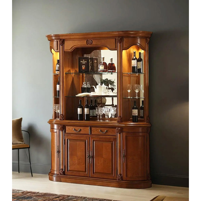 Porte-bouteilles en bois massif de qualité supérieure American, H 82,68 po x l 55,12 po x P 13,58 po