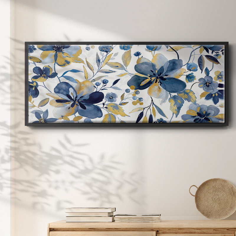 Golden Indigo- Framed Canvas, 24" H x 60" W