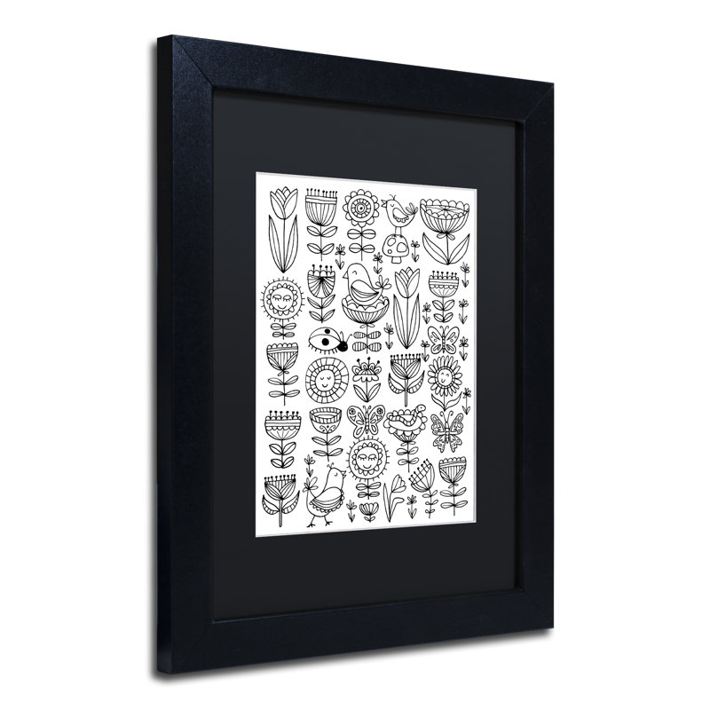 «Arbres et fleurs» par Arzel, impression encadrée, Noir, H 14 po x l 11 po x P 0,5 po