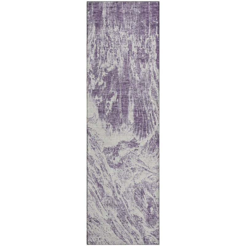 Premium Machine Washable Prisco Purple Rug, Runner 2'3" x 7'6"