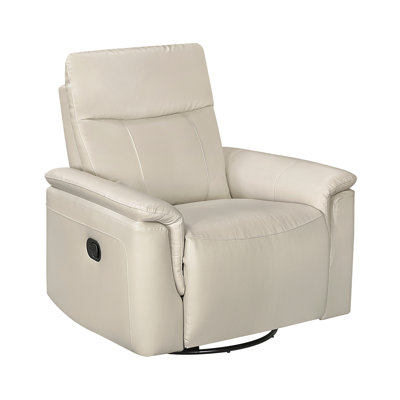 Taupe Premium Leather Gliding Swivel Recliner Chair For Luxury Living Room Comfort