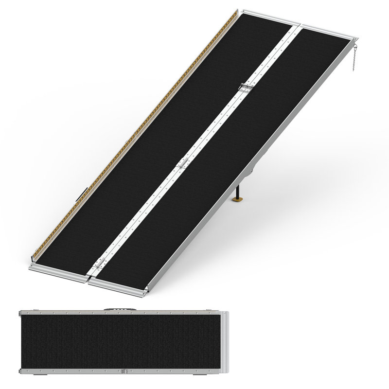 Premium Portable Wheelchair Ramp-800LBS Capacity, Non-Slip Aluminum Ramp With Handle For Homes, Cars, And Doorways