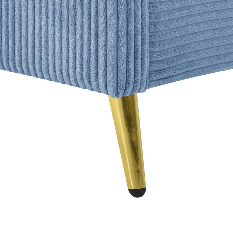 Grand lit plateforme tapissier Daventry, Bleu 1