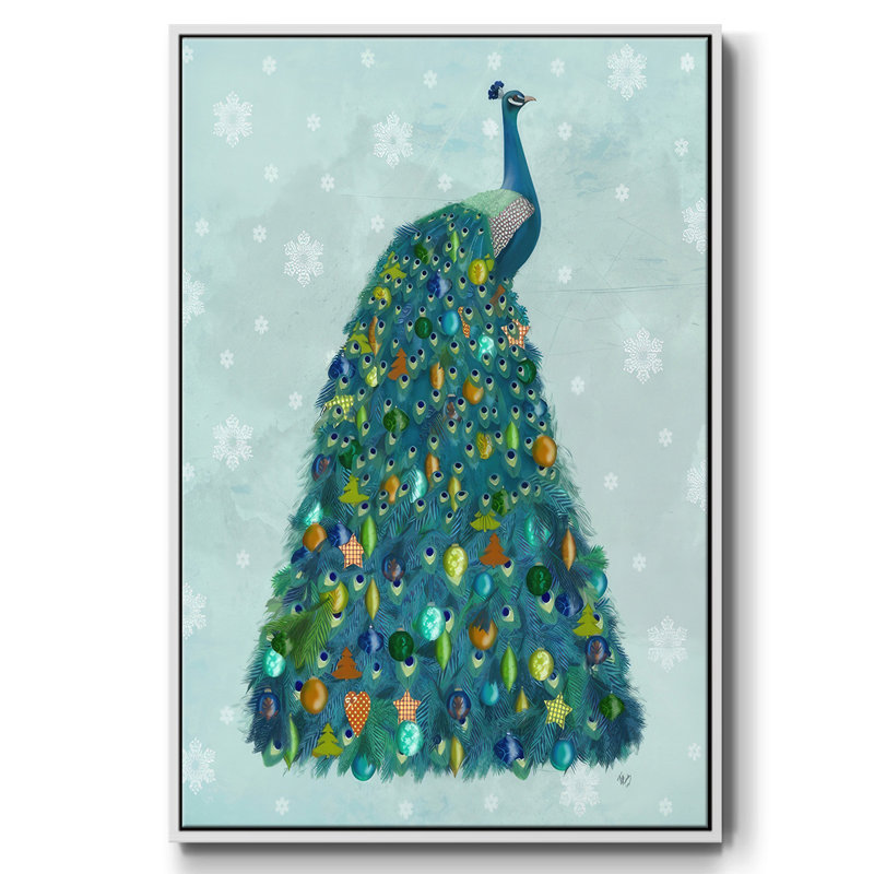 Arbre de Noël Christmas Peacock, H 25 po x l 17 po x P 1,5 po, Blanc