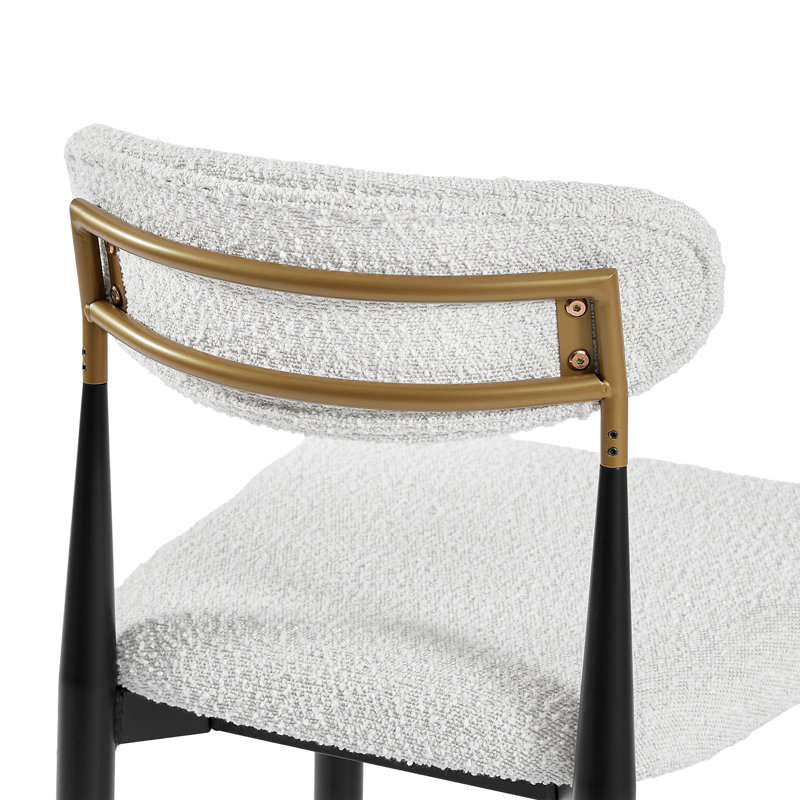 Tabourets de comptoir rembourrés modernes Sloane, Blanc / or / noir / bouclé, 25.5''