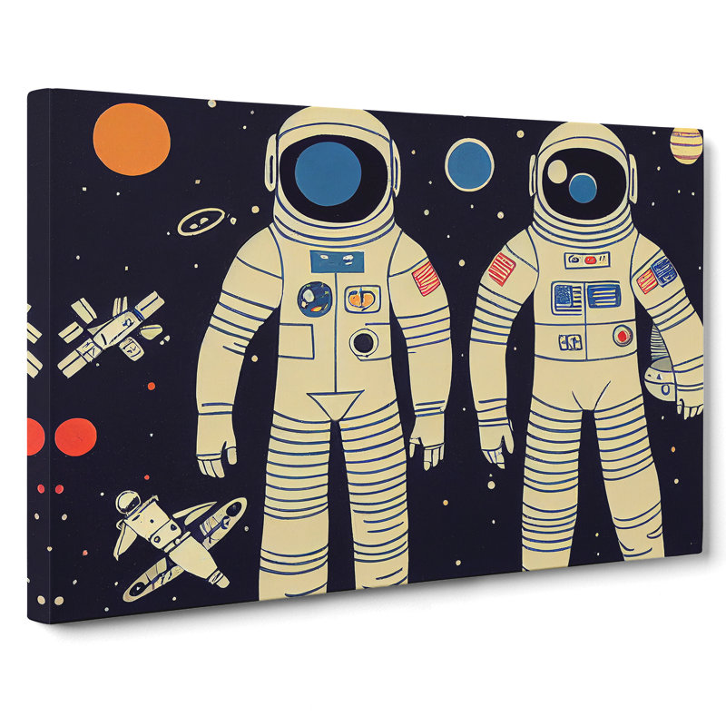 Two Retro Astronauts Vol.4 - Wrapped Canvas, 35cm H x 50cm W x 3cm D