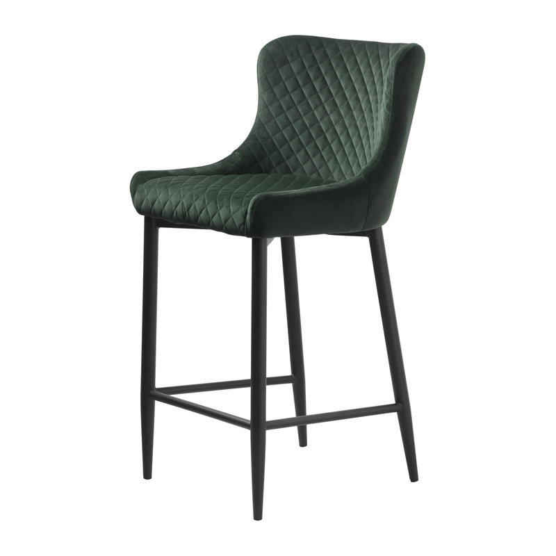 Melendy Upholstered and Faux Leather Bar Stool, Green