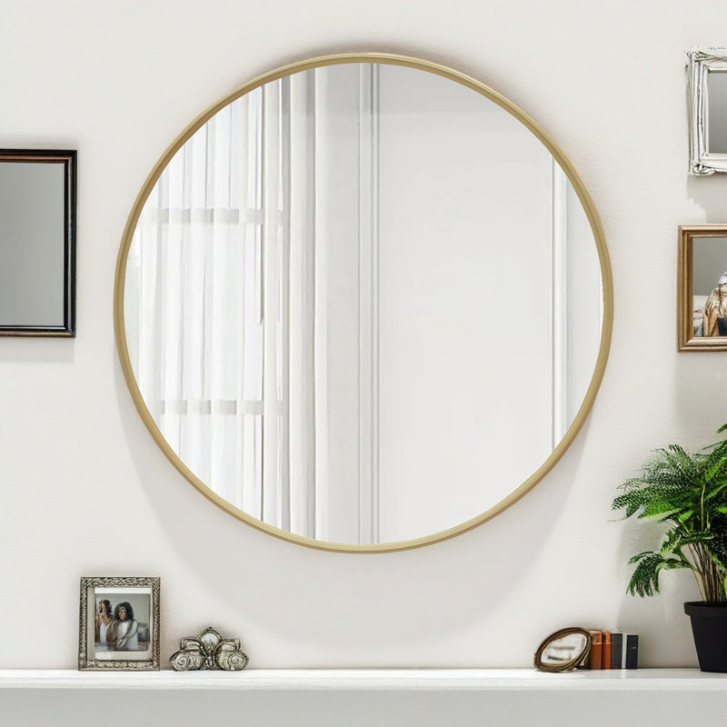 Miroir décoratif Baljiwan, 40 po x 40 po, Doré