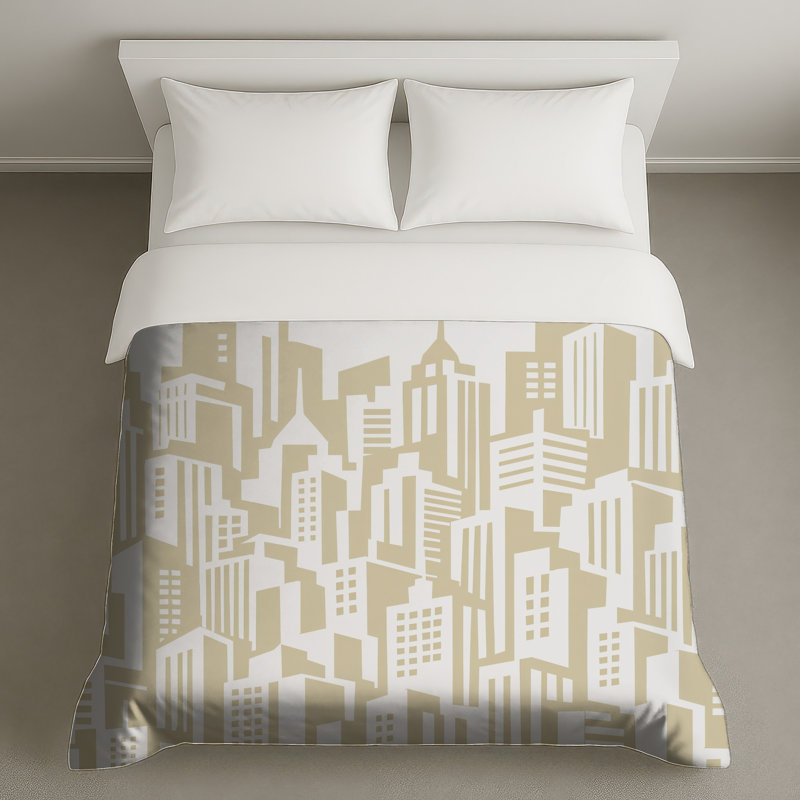 Housses de couette Beige City Skyline, Queen