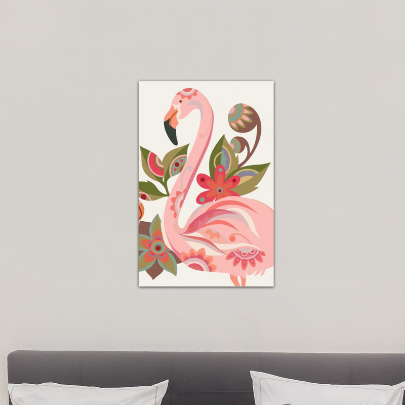 « the flamant rose », impression sur toile tendue, H 40 po x l 26 po x P 1,5 po, Toile tendue