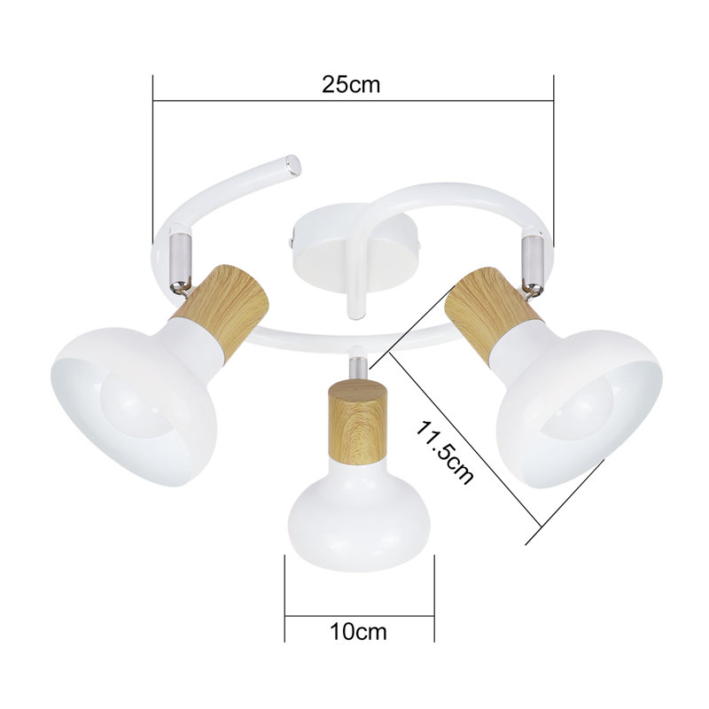 Vintage 3 -Light Ceiling Spotlight E14 white rotated 350° kitchen lamp