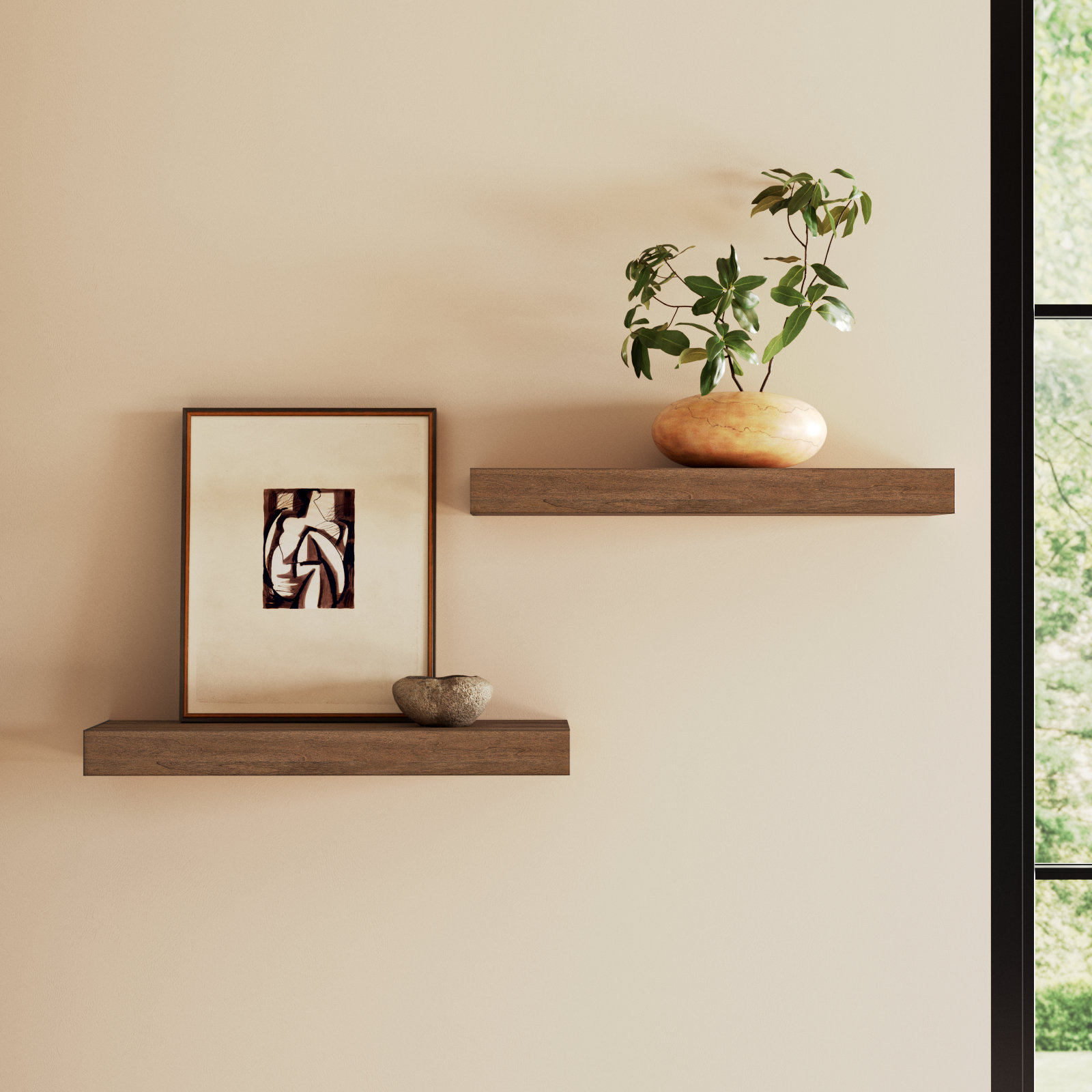 Jeremiah Floating Shelf, Rustic Brown, 2.3" H x 24" W x 8" D