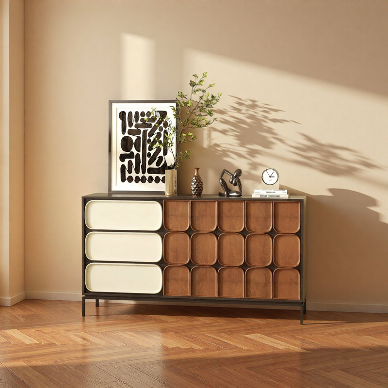 Armoire de rangement rétro minimaliste à grande capacité, H 35,43 po x l 55,12 po x P 15,75 po