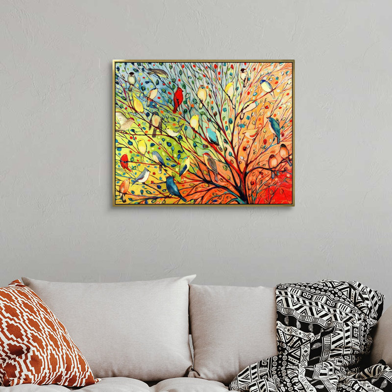 «Twenty Seven Birds», reproduction d'impression, Impression encadrée sans passe-partout, 26" H x 32" W, Doré