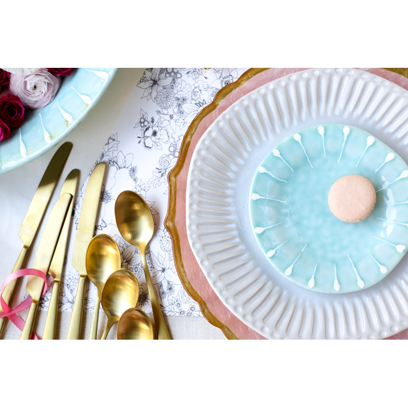 Baroque Glass Salad/Dessert Plate, White