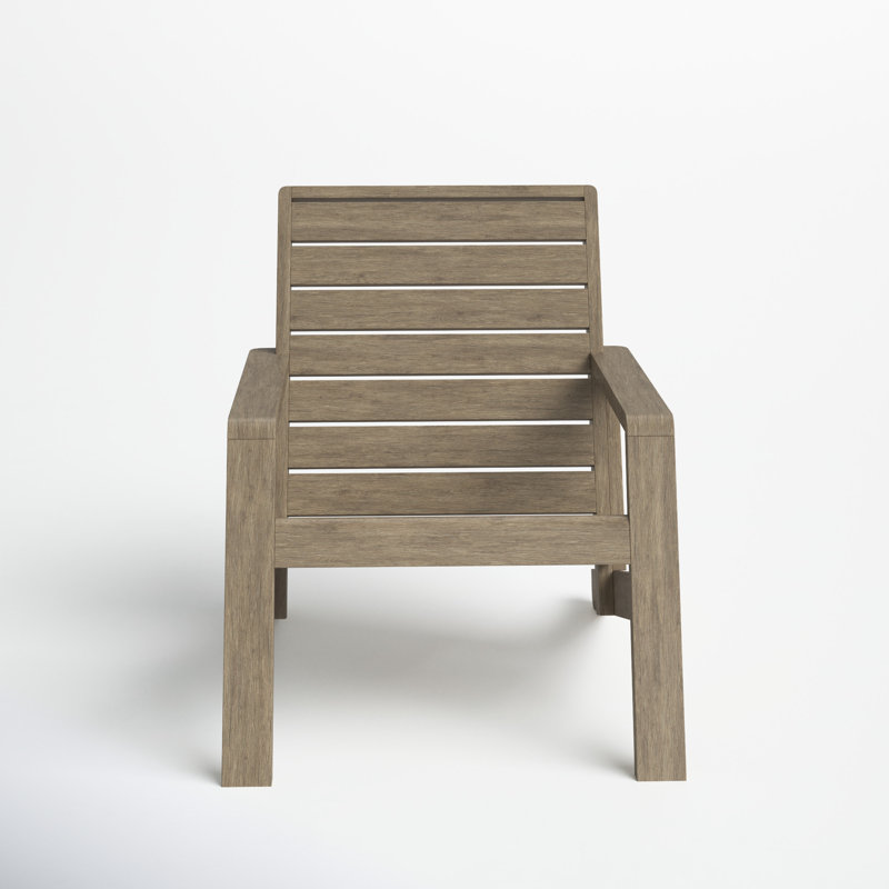 Gray Acacia Wood Outdoor Lounge Chair with Arms