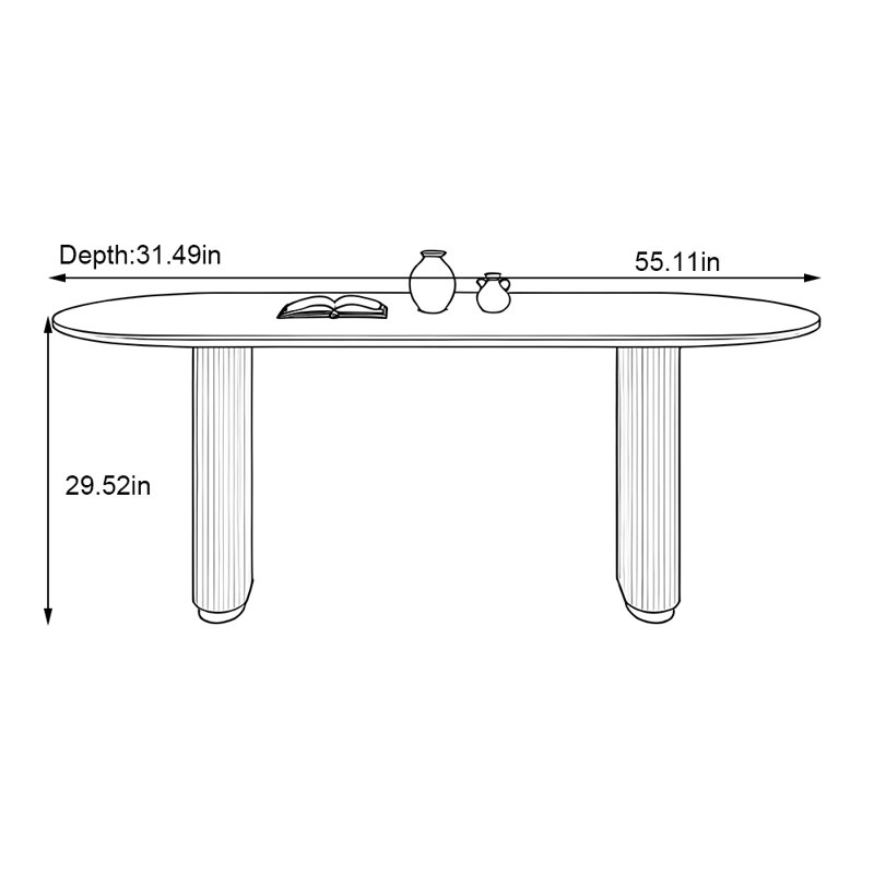 Table ovale en bois de frêne Home Home, H 29,52 po x L 55,11 po x l 31,49 po