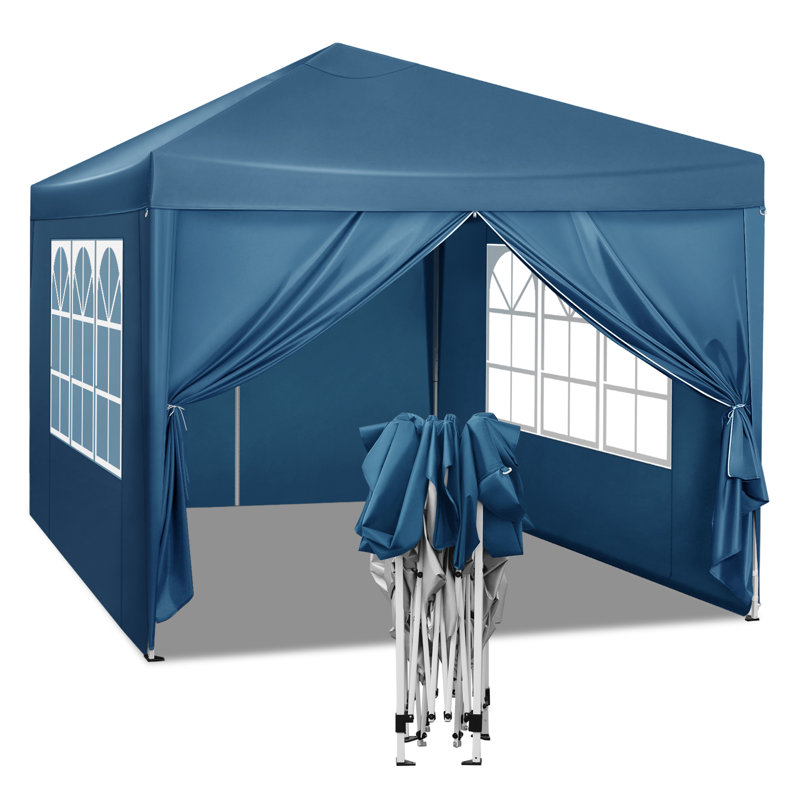 Gazebo Pop Up Waterproof Sunshade Camping Pagoda Tent 3m x 3m, Blue
