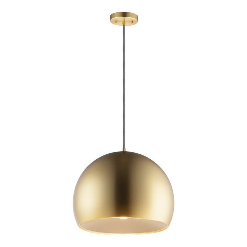 Nelle 1 - Light LED Single Pendant, Satin Brass/Coffee, 11.75" H x 15.75" W x 15.75" D