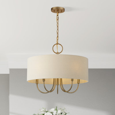 Ashani 5 Light Antique Gold Leaf Pendant Chandelier
