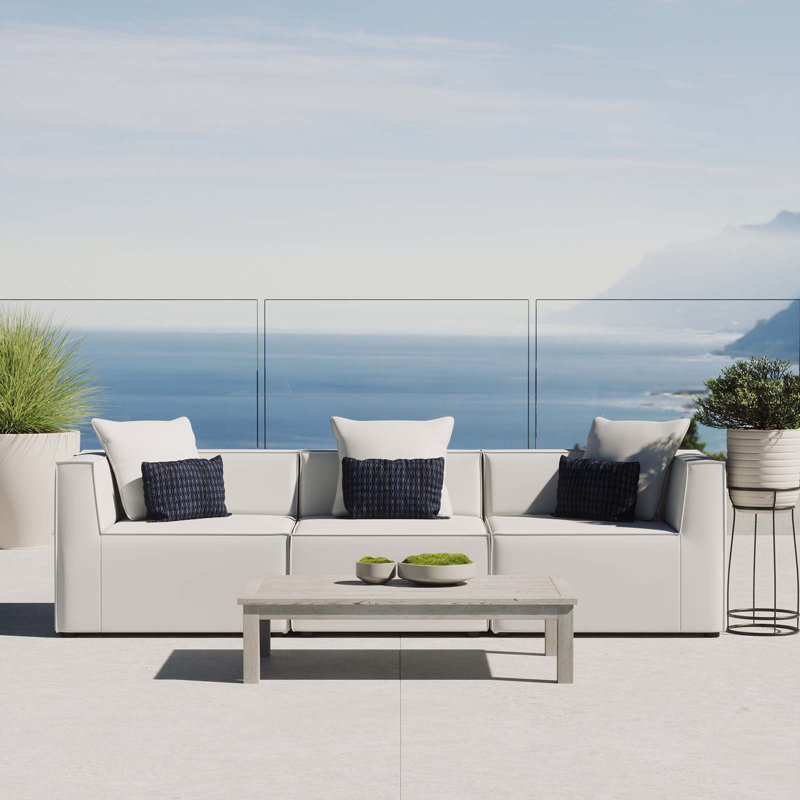 Canapé modulaire rembourré 3 pièces Saybrook, Blanc