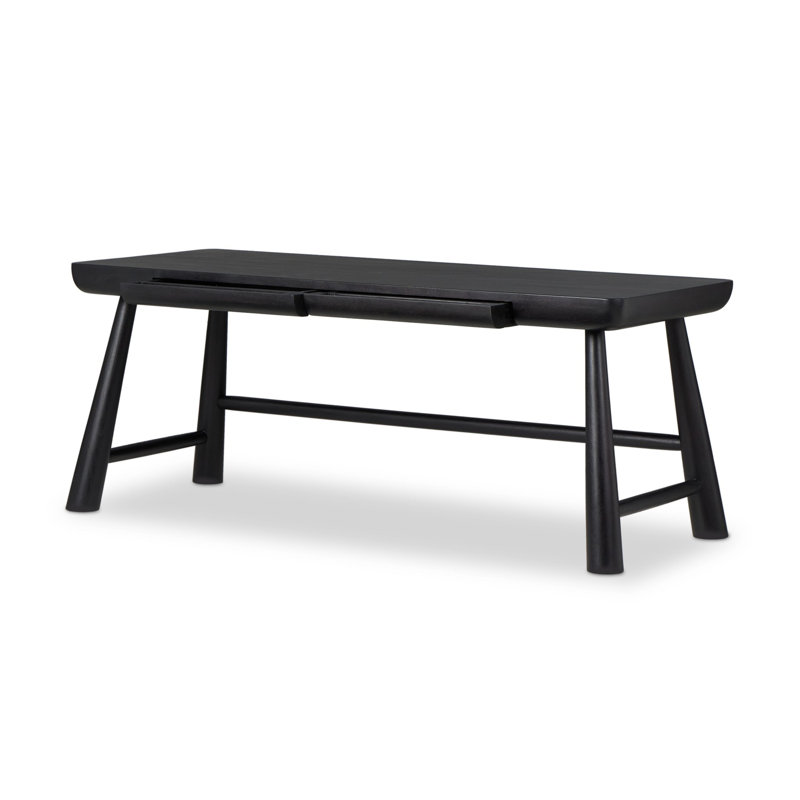 LORIK Solid Wood Writing Desk, Black